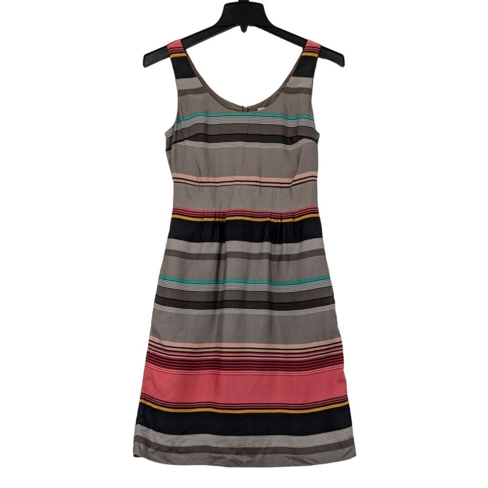 Banana Republic Sheath Dress Women Size 4 Striped 100% Silk Scoop-Neck Colorful